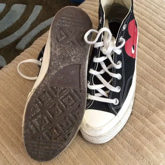 Black White High-Top Sneakers Chuck Taylor All Star Comme Des Garcons W 7 - Picture 5 of 7